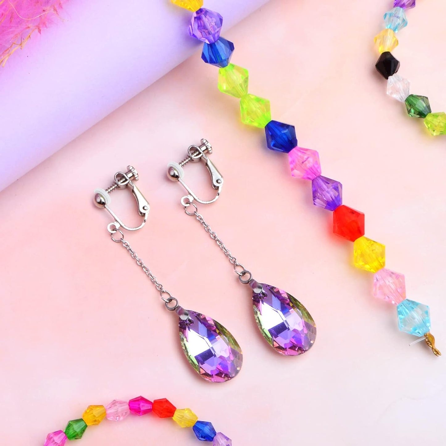 10pcs Hypoallergenic Stainless Steel Earring Hooks Screw Earring Clip Converters with Beaded Chains Pinch Clasps and 20pcs Clear Earring Backs for DIY Jewelry Making Findings