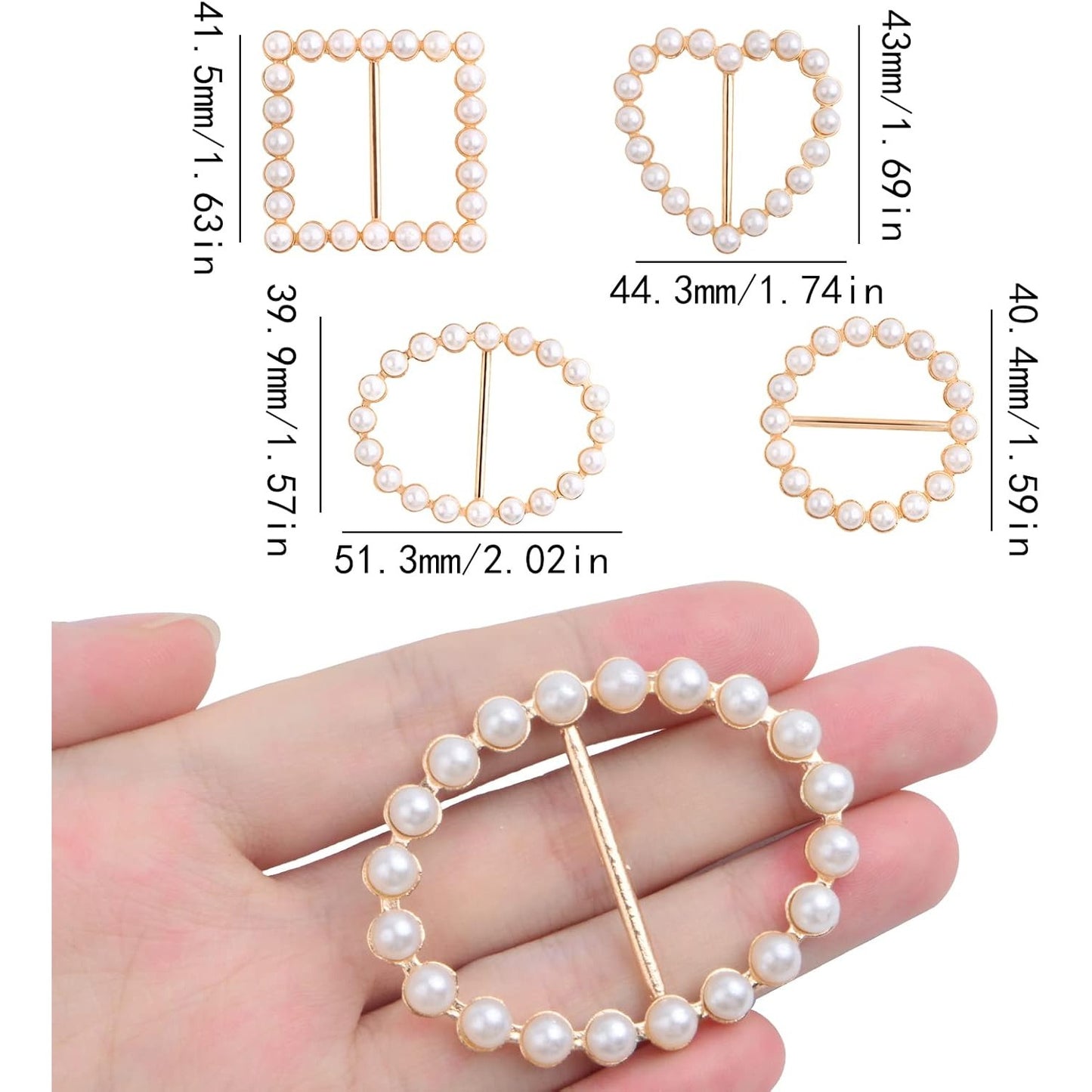 8pcs T Shirt Scarf Clip Ring Round Square Oval Heart Shape Scarf Ring Clip Buckle with Pearl for Clothing Ring Wrap Holder Parties Costume Clothes Corner(4 Styles)