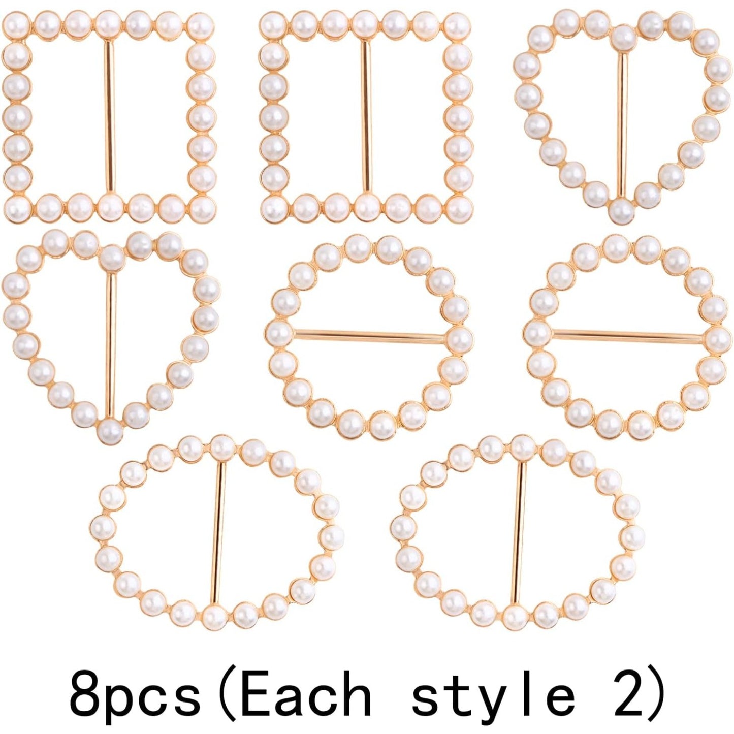 8pcs T Shirt Scarf Clip Ring Round Square Oval Heart Shape Scarf Ring Clip Buckle with Pearl for Clothing Ring Wrap Holder Parties Costume Clothes Corner(4 Styles)