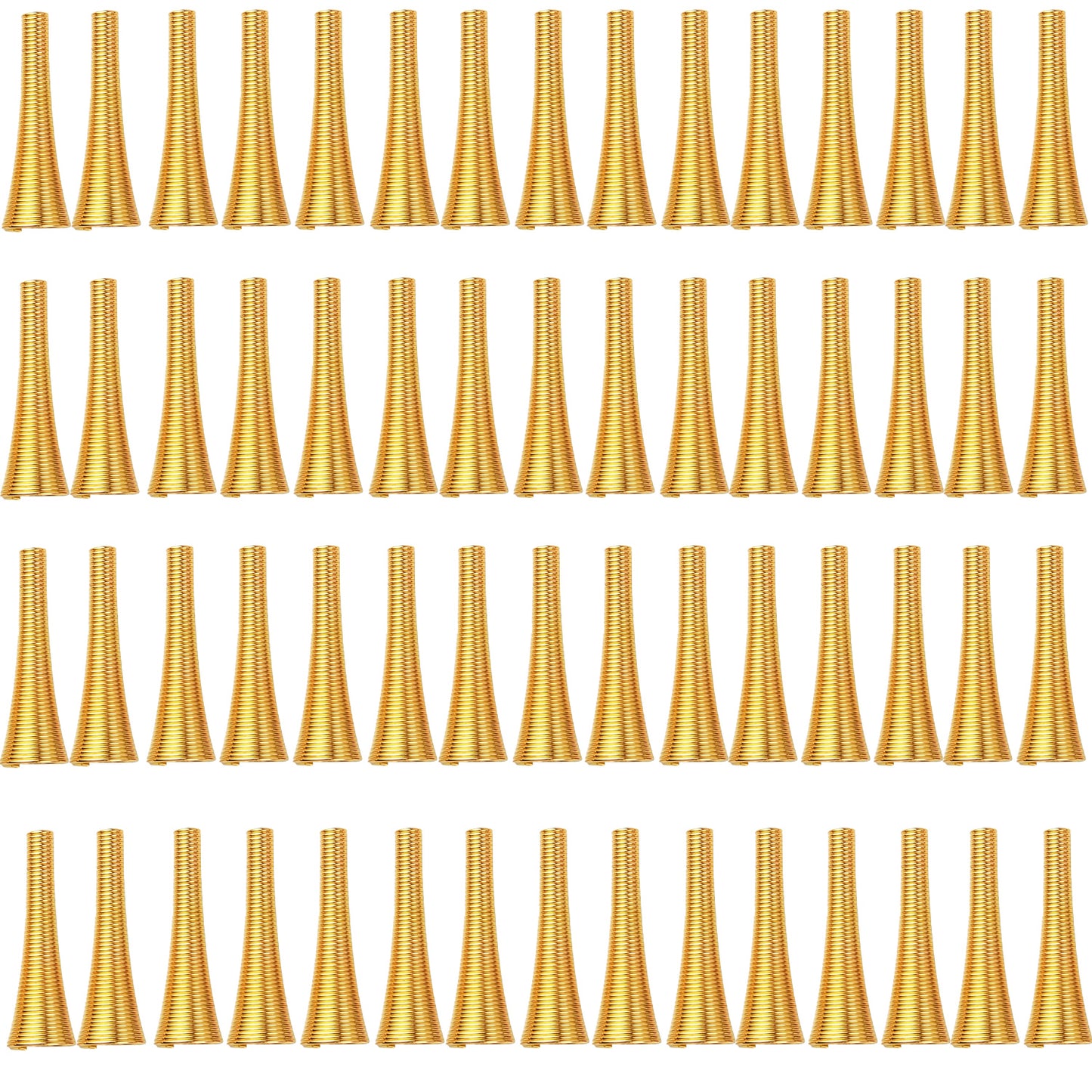 60pcs 30 mm Long Spring Cone Bead Caps Alloy Trumpet Shape Wrap Coil Spring Beads Stoppers for DIY Earrings Tassel Crafts Jewelry Making Supplies Accessories, 5 Colors