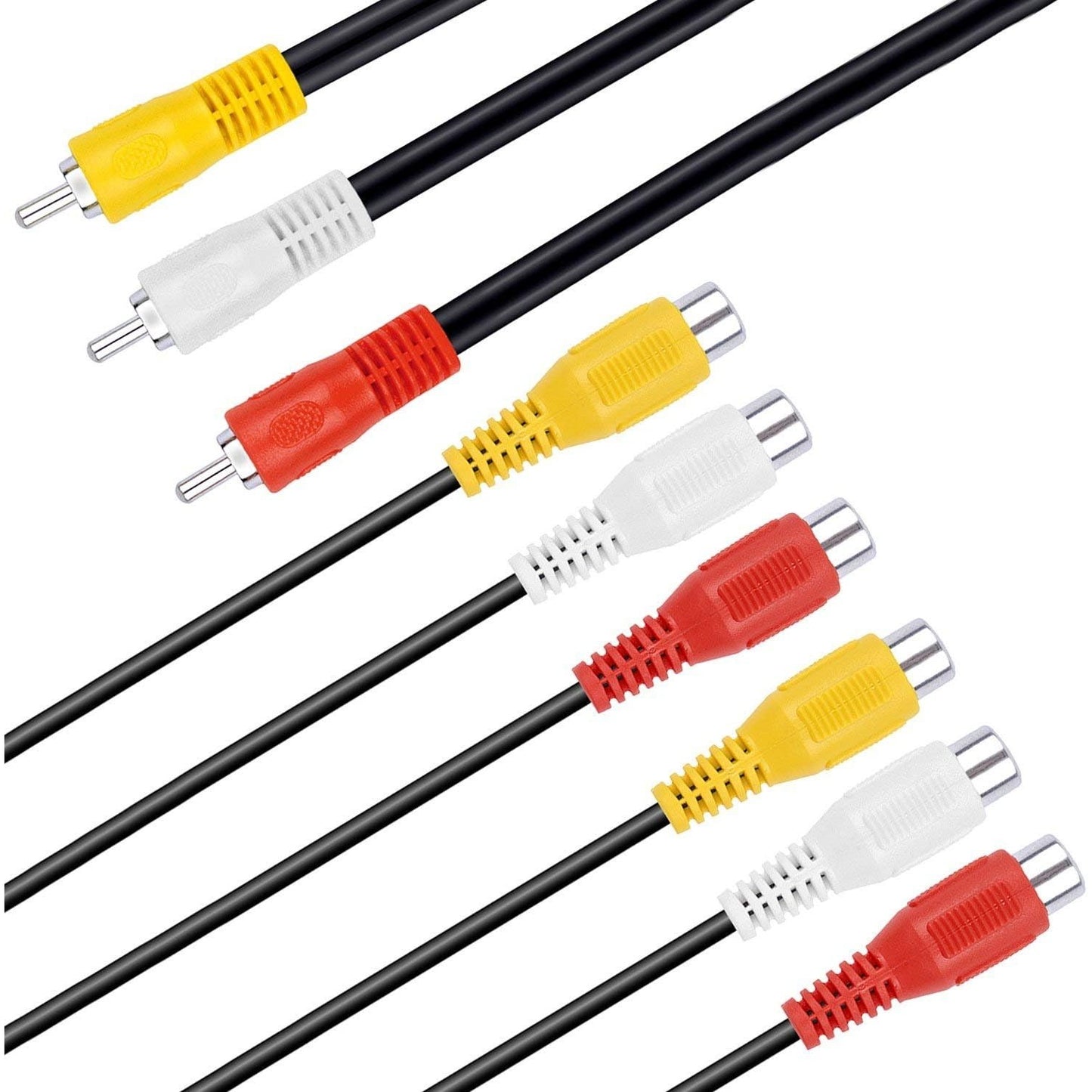 BronaGrand 3 RCA Male Jack to 6 RCA Female Plug Splitter Audio Video Av Adapter Cable 12inch