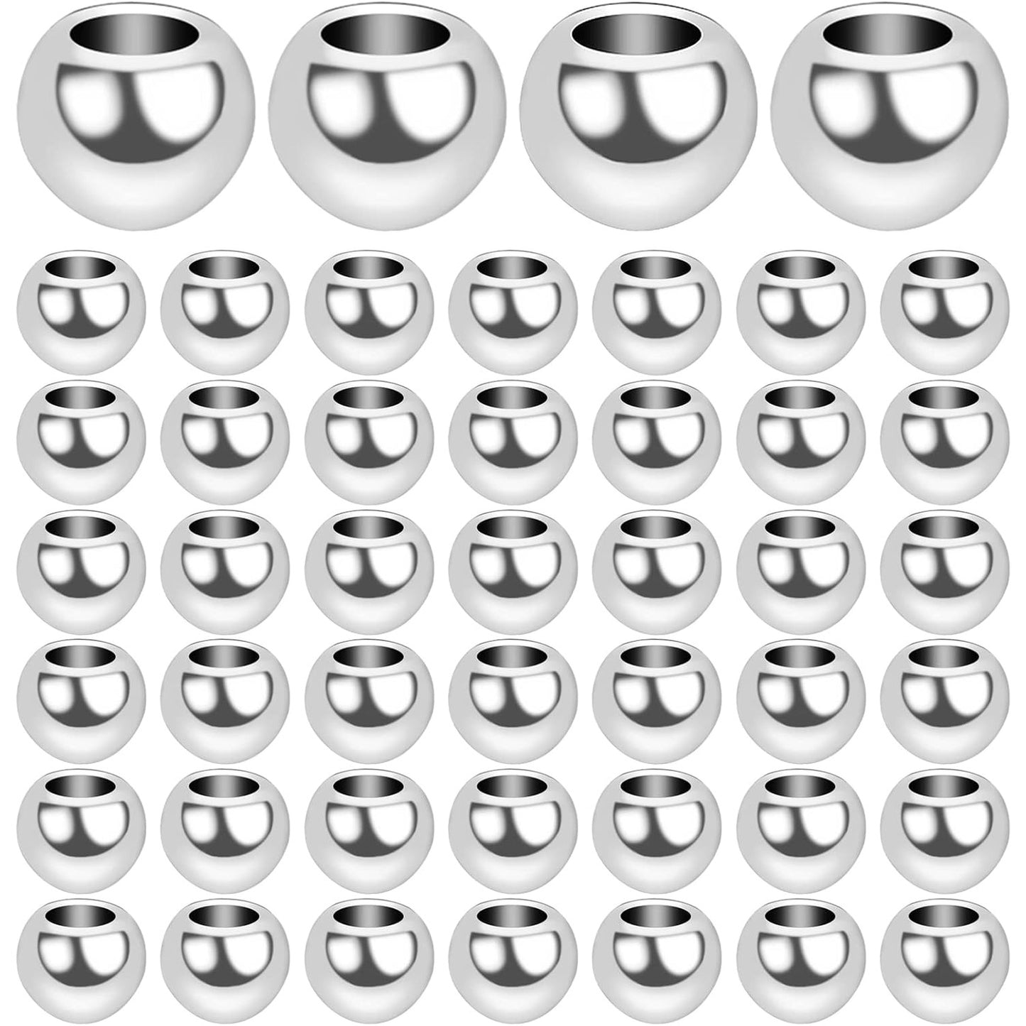 100pcs 3 mm Round Memory Wire End Caps Beads Stainless Steel Cord End Caps Half Drilled Hole Ball Beads for DIY Crafts Necklace Bracelet Jewelry Making, Hole: 1.5 mm