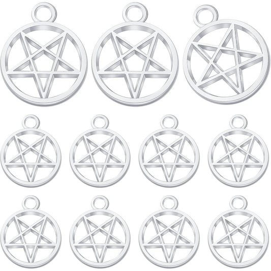 50pcs Silver Pentacle Star Charms Alloy Star Pentagram Pendants Protection Lucky Pentacle Charms Jewelry Making Accessory for DIY Crafts Necklaces Bracelets Earrings