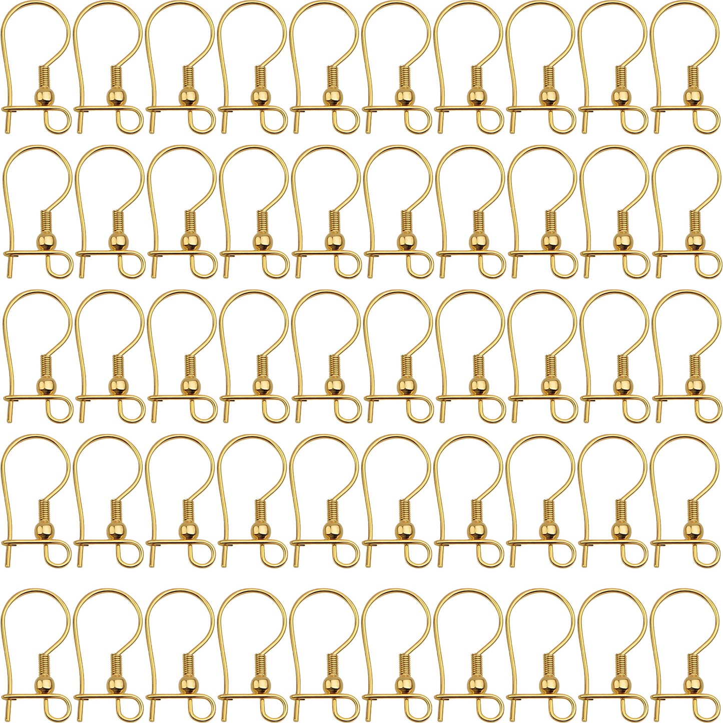 50pcs Stainless Steel Earring Fish Hooks Hypo-allergenic Closable Openable Ear Wires Hooks Anti-Drop Earring Connector Findings for DIY Jewelry Making Supplies, 2 Colors
