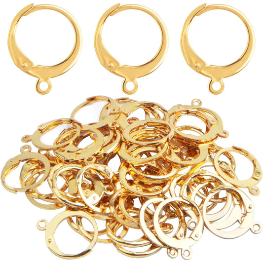 50 Pieces 316 Stainless Steel Leverback Earring Hooks Round French Lever Back Earwires Hooks with Loop for DIY Dangle Earrings Making Findings, Golden