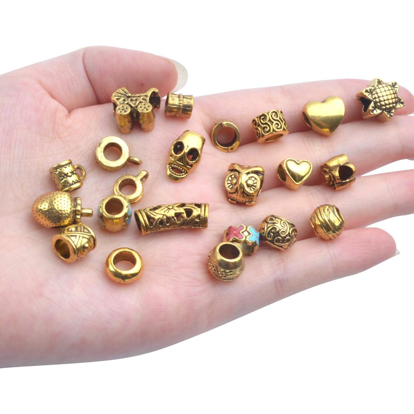 Tibetan Loose Spacer Beads, Mixed 92 Pieces Tibetan Antique Gold Spacer Loose Beads Fit European Charm Bracelet Necklet Jewelry Making