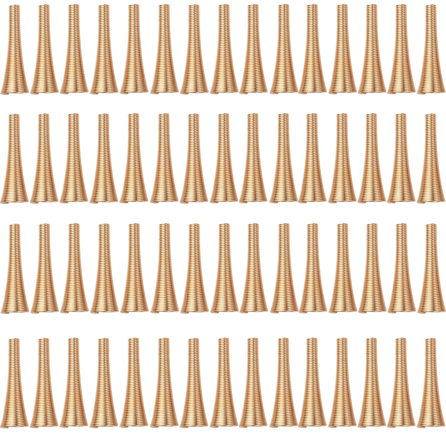 60pcs 30 mm Long Spring Cone Bead Caps Alloy Trumpet Shape Wrap Coil Spring Beads Stoppers for DIY Earrings Tassel Crafts Jewelry Making Supplies Accessories, 5 Colors