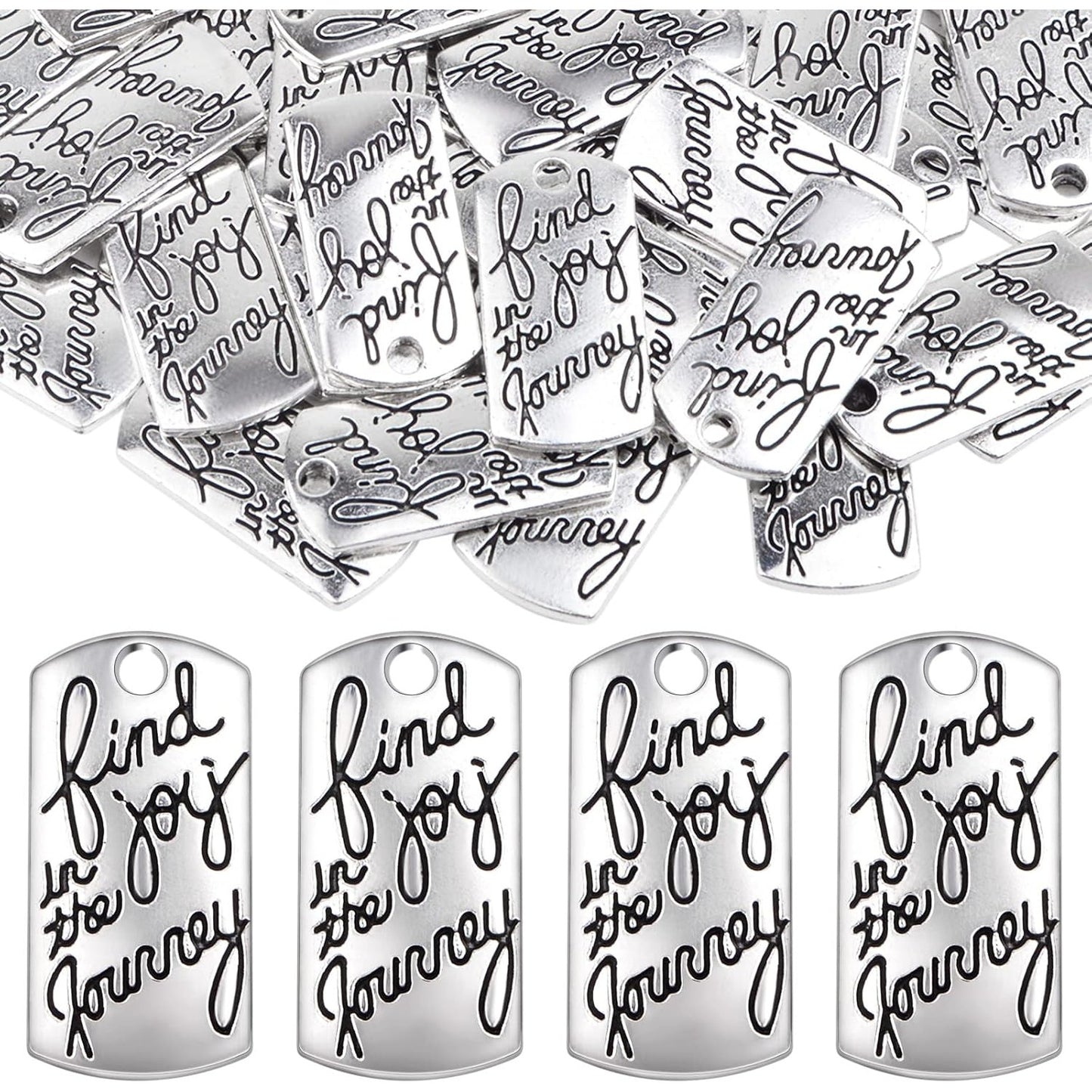 50 Pieces Antique Silver Inspirational Word Charms Alloy Engraved Motivational Words Message Pendants Charms for DIY Necklace Earrings Keychains Jewelry Making