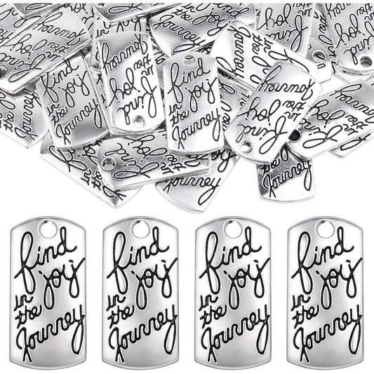 50 Pieces Antique Silver Inspirational Word Charms Alloy Engraved Motivational Words Message Pendants Charms for DIY Necklace Earrings Keychains Jewelry Making