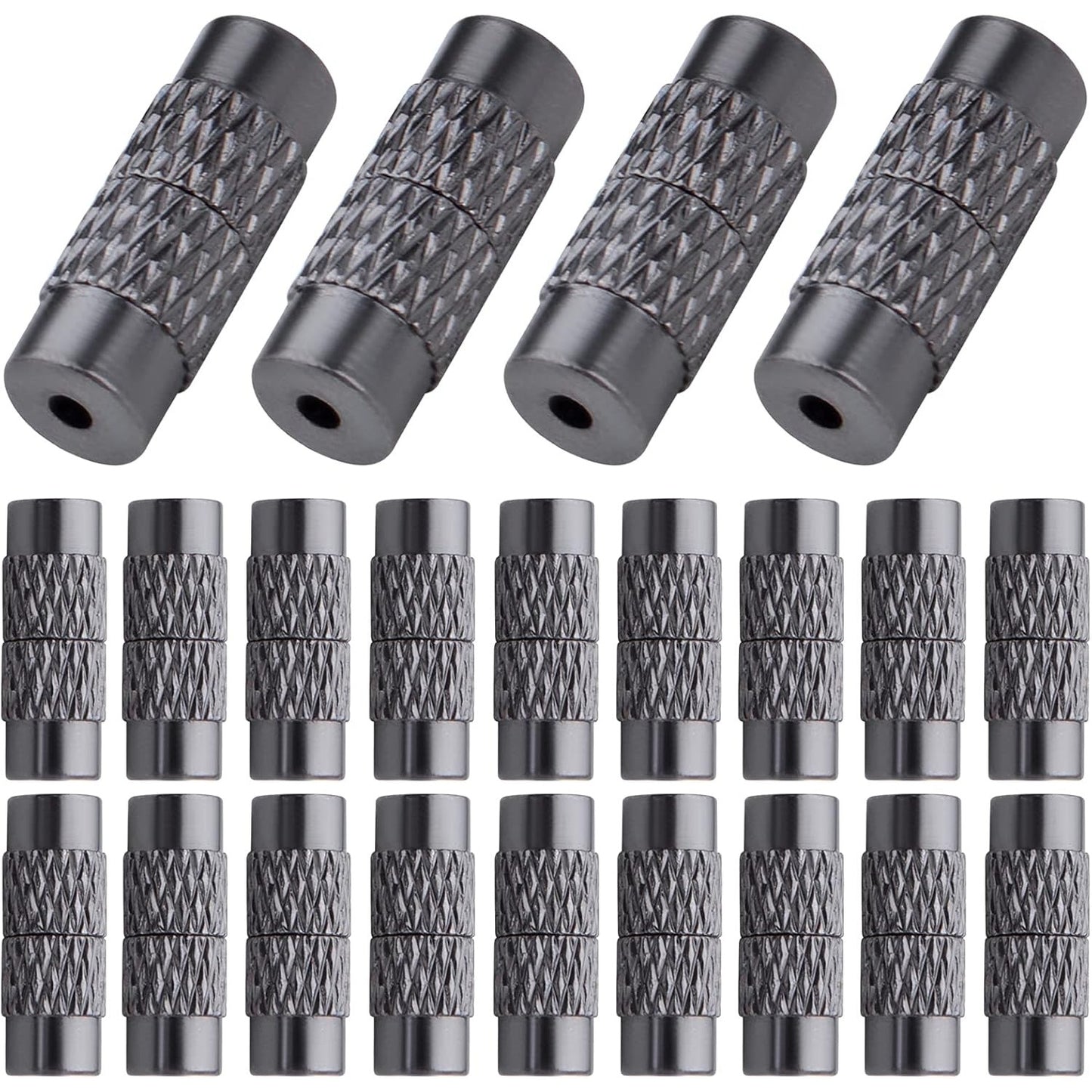50pcs Gun Black Screw Twist Clasps Brass Barrel Tube Fastener Cord End Caps Jewelry Clasps Decorative Accessories for DIY Bracelet Necklace Craft Supplies Jewelry Making