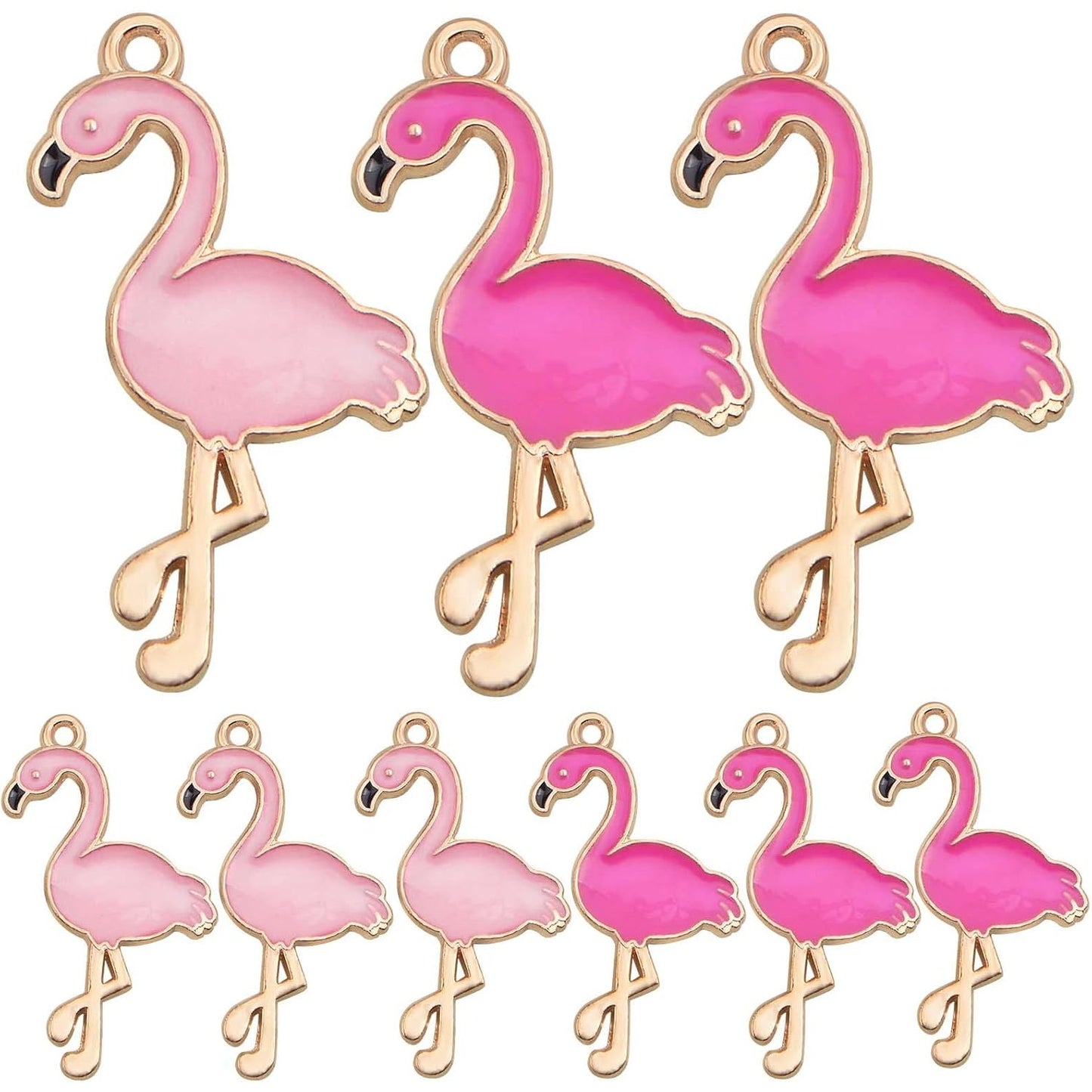 30pcs Enamel Flamingo Charms Alloy Tropical Bird Flamingo Animal Pendants Romantic Dangle Charms for DIY Necklace Earring Jewelry Making Valentine's Day Gifts, 2 Colors