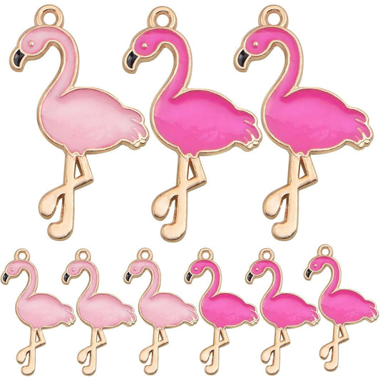 30pcs Enamel Flamingo Charms Alloy Tropical Bird Flamingo Animal Pendants Romantic Dangle Charms for DIY Necklace Earring Jewelry Making Valentine's Day Gifts, 2 Colors