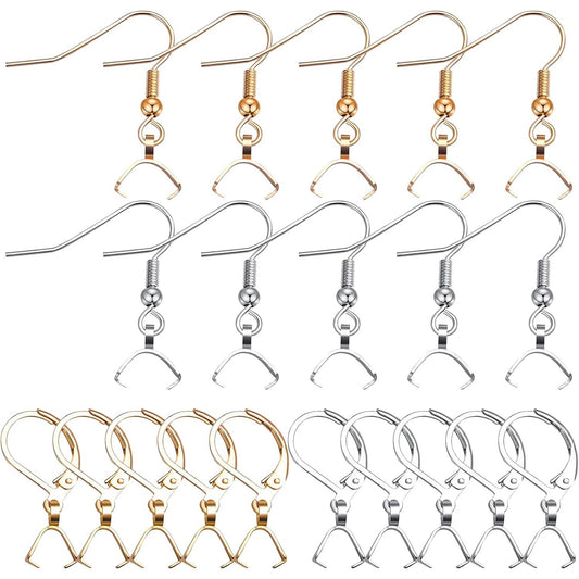 40pcs Stainless Steel & Gold Earring Hooks: French Fishhook & Leverback Styles, Wire Ear with Pendant Clasp for Jewelry Making