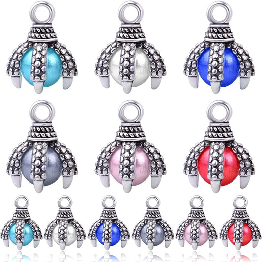 18pcs 6 Colors Dragon Claw Beads Charms Pendants Vintage Dangle Charms Craft Supplies Jewelry Making Accessories for DIY Necklace Bracelet Earring Handmade Decorations