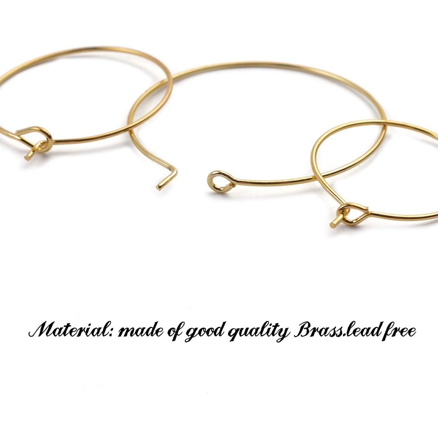 BronaGrand 150 Pieces Gold Plated Wine Glass Charm Rings Earring Hoops 3 Sizes,30mm,25mm,20mm