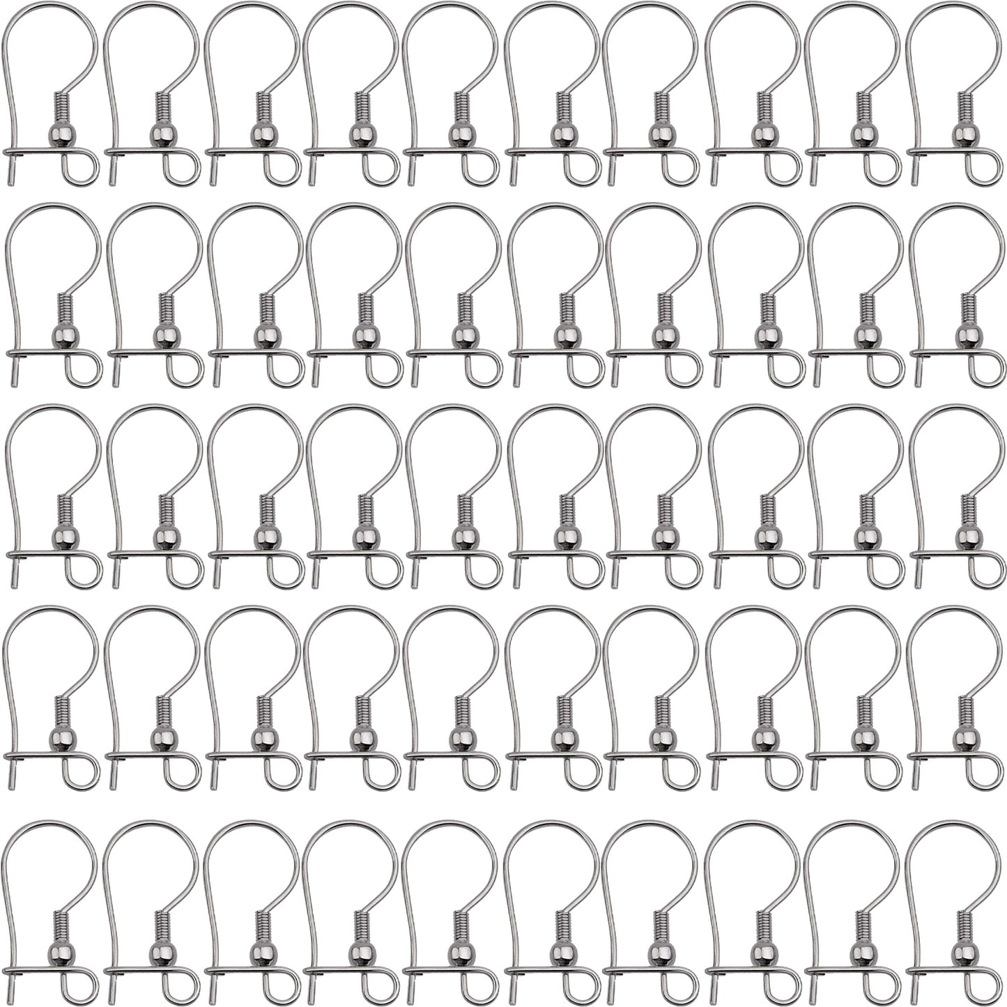 50pcs Stainless Steel Earring Fish Hooks Hypo-allergenic Closable Openable Ear Wires Hooks Anti-Drop Earring Connector Findings for DIY Jewelry Making Supplies, 2 Colors