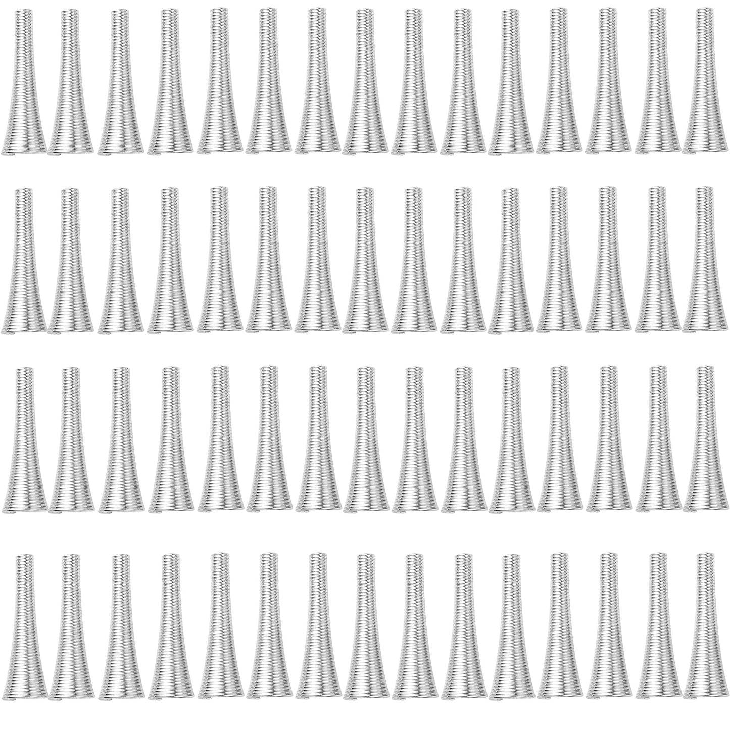 60pcs 30 mm Long Spring Cone Bead Caps Alloy Trumpet Shape Wrap Coil Spring Beads Stoppers for DIY Earrings Tassel Crafts Jewelry Making Supplies Accessories, 5 Colors