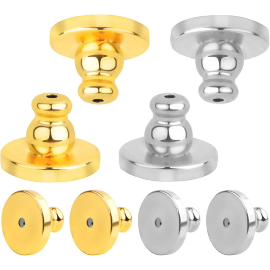 8pcs Hypo-Allergenic Bullet Clutch Secure Earring Backs Brass Locking Earring Backs Flying Disc Shape Ear Stoppers for Studs Fishhook Heavy Earrings, 2 Colors