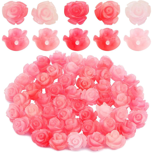 50pcs 10 mm Pink Shell Rose Carved Beads Roseflower Shaped Charm Beads Floral Flower Loose Beads Embellishments for DIY Earrings Scrapbooking Jewelry Making Handmade Decoration
