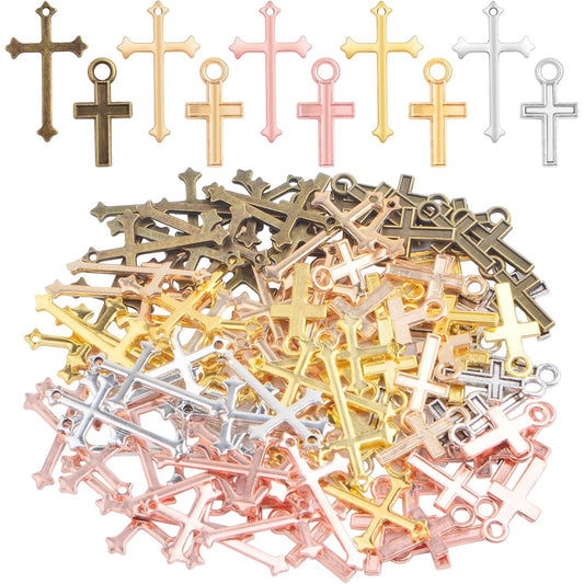 mini cross charms religious peace crucifix multiple colors styles alloy durable fadeless resistant corrosion safe elegant diy bracelet necklace earrings keychains dangle craft cross pendant charms