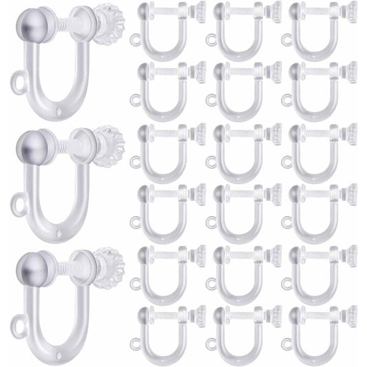 20 Pieces Clear Plastic Clip-on Earring Converters Screw Type Earring Clips Components Earring Findings with Loop for Non Pierced Ears DIY Jewellery Making
