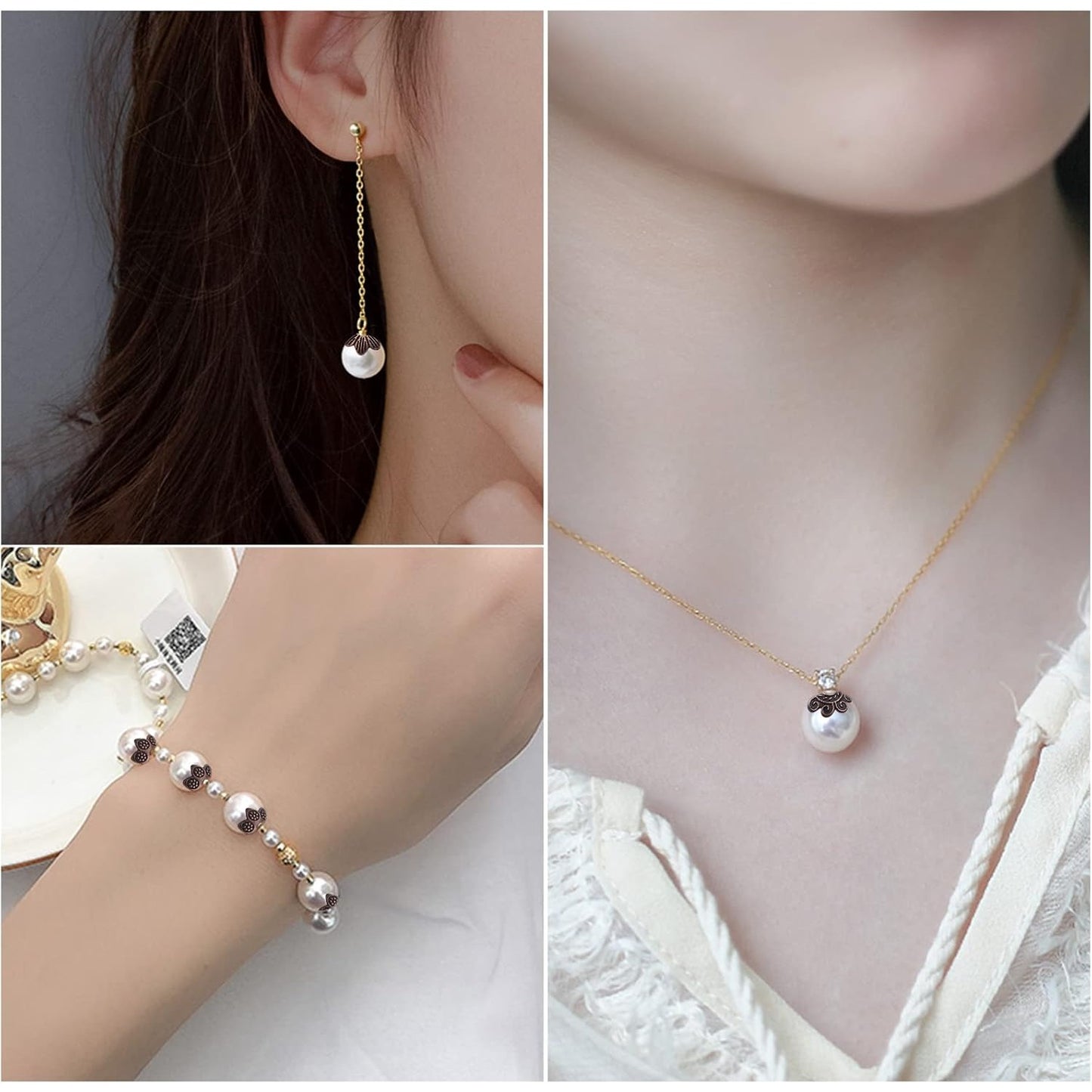 120g Bead Caps with A Clear Storage Box, Tibetan Gold Beads Spacers Jewelry Findings Accessories for Jewelry Making 300-350 Pieces