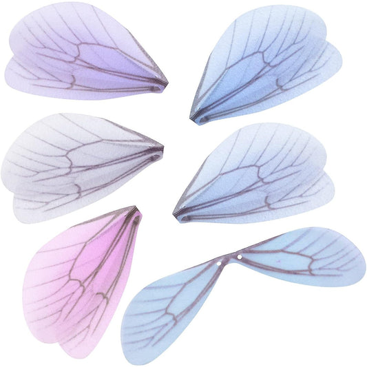 30pcs Colorful Dragonfly Shape Wing Charms Artificial Butterfly Wings Earrings Pendant Charms for DIY Art Craft Women Jewelry Making Handmade Cloth Decorations