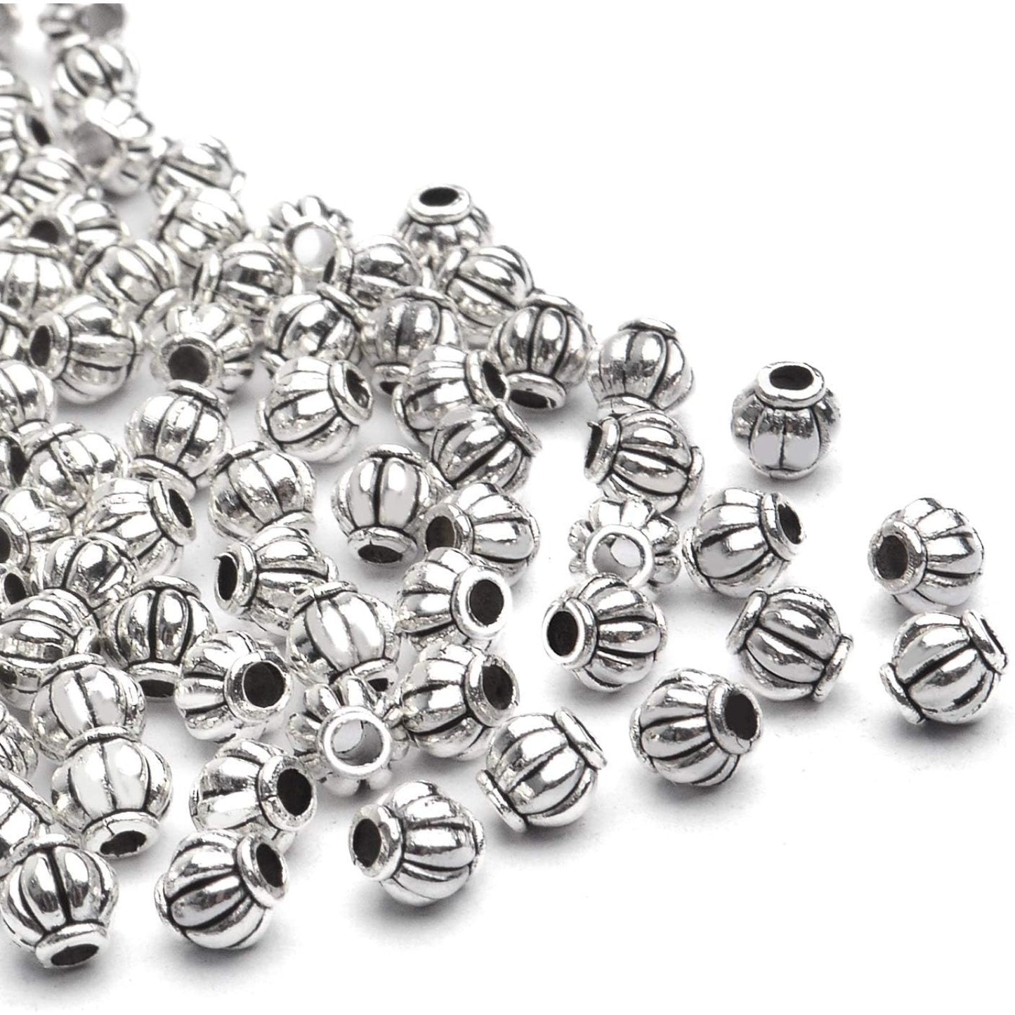 Tibetan Spacer Beads, 200 Pcs Antique Silver, Alloy, Round, Craft Beads, Hole: 1.5 mm