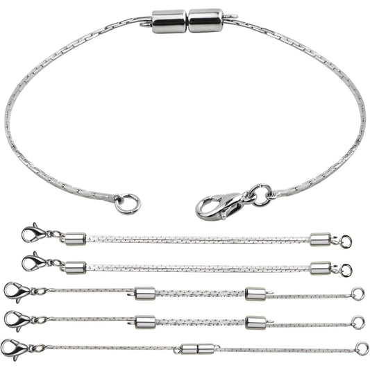 6 Pieces Stainless Steel Extender Chains Hypoallergenic Adjustable Sliding Necklace Extender Chains with Lobster Clasps for DIY Necklace Bracelet Jewelry Making Supplies