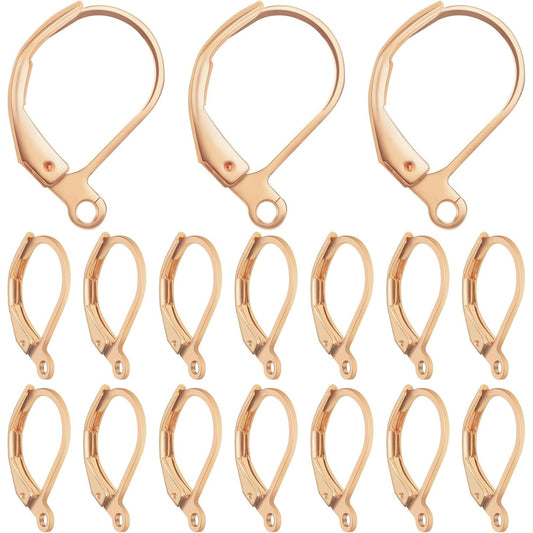 60 Pieces French Style Earring Hooks Leverback Earring Hooks Dangle Earwires Findings with Open Loop for DIY Earrings Jewelry Making Supplies, KC Golden
