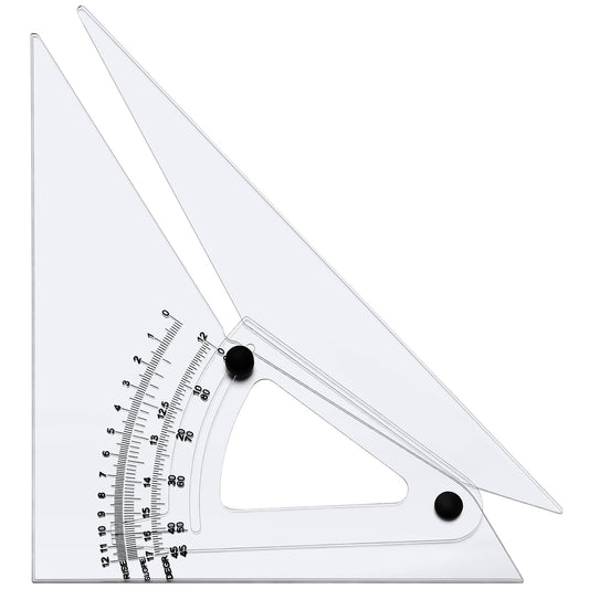 Aylifu 12 Inch Adjustable Triangle Acrylic Adjustable Drafting Triangle Computing Trig Scale for Drafting Architect Engineer Educational Supplies