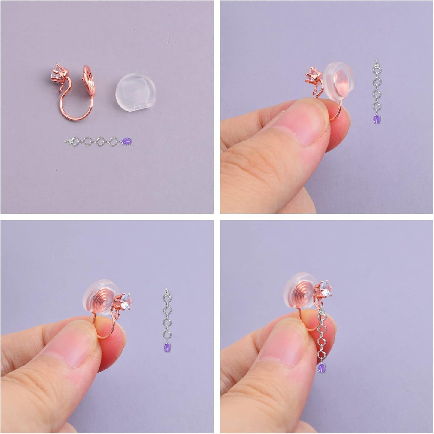 12pcs Brass Clip-on Earring Converters Mosquito Incense Shape Earring Clips with Cubic Zirconia and 12pcs Painless Earring Pads for Non-Pierced Ears DIY Jewelry Making, 3 Colors