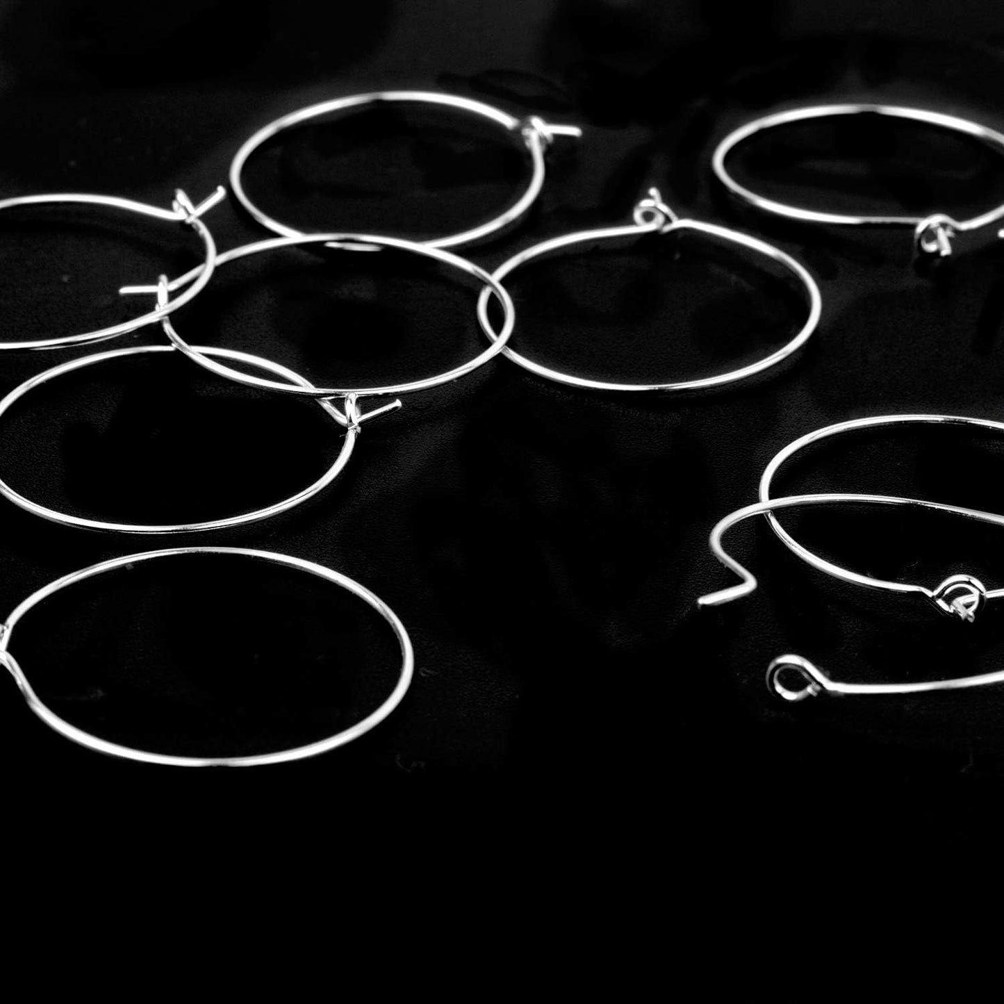 BronaGrand 150 Pieces Silver Plated Wine Glass Charm Rings Earring Hoops 3 Sizes,30mm,25mm,20mm