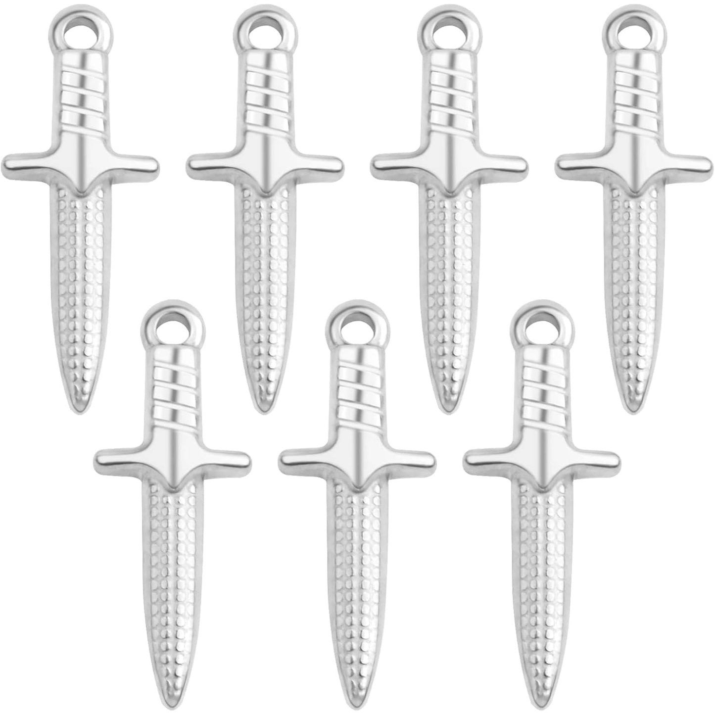 10 Pieces Stainless Steel Dagger Shape Pendant Charms Hypoallergenic Long Sword Knives Pendants Craft Supplies for DIY Necklace Bracelet Jewelry Making Findings