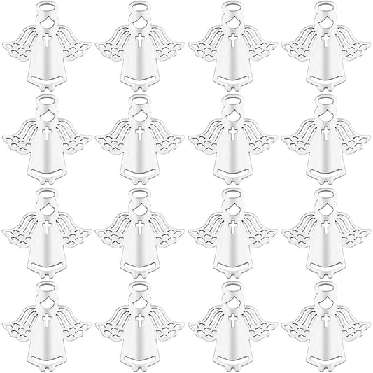 50 Pieces Antique Silver Angel Wing Pendant Charms Vintage Alloy Double Sided Guardian Fairy Wing Pendants for DIY Bracelet Necklace Jewelry Making Supplies