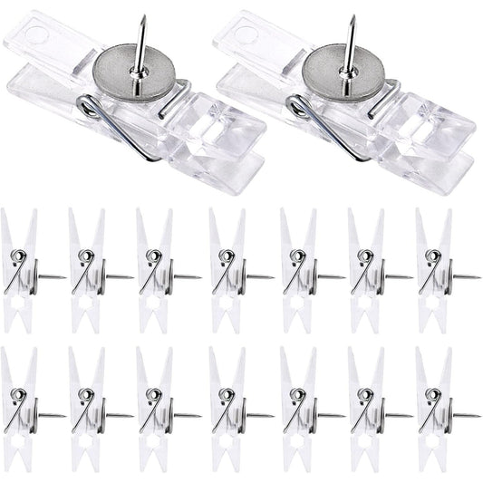 50 Pieces Push Pin Clips Plastic Push Pins Photo Clips Decorative Pins Thumbtack Paper Clips Pushpins for Cork Board Artworks Notes Craft Projects(Clear Color)
