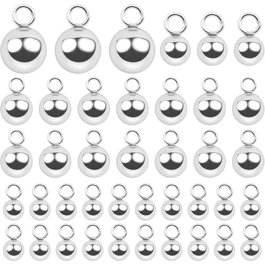100pcs 4 mm / 6 mm Stainless Steel Smooth Seamless Solid Bead Balls Rust-Proof Round Spacer Ball Beads with Loop Ring for DIY Dangle Earrings Jewelry Making Findings