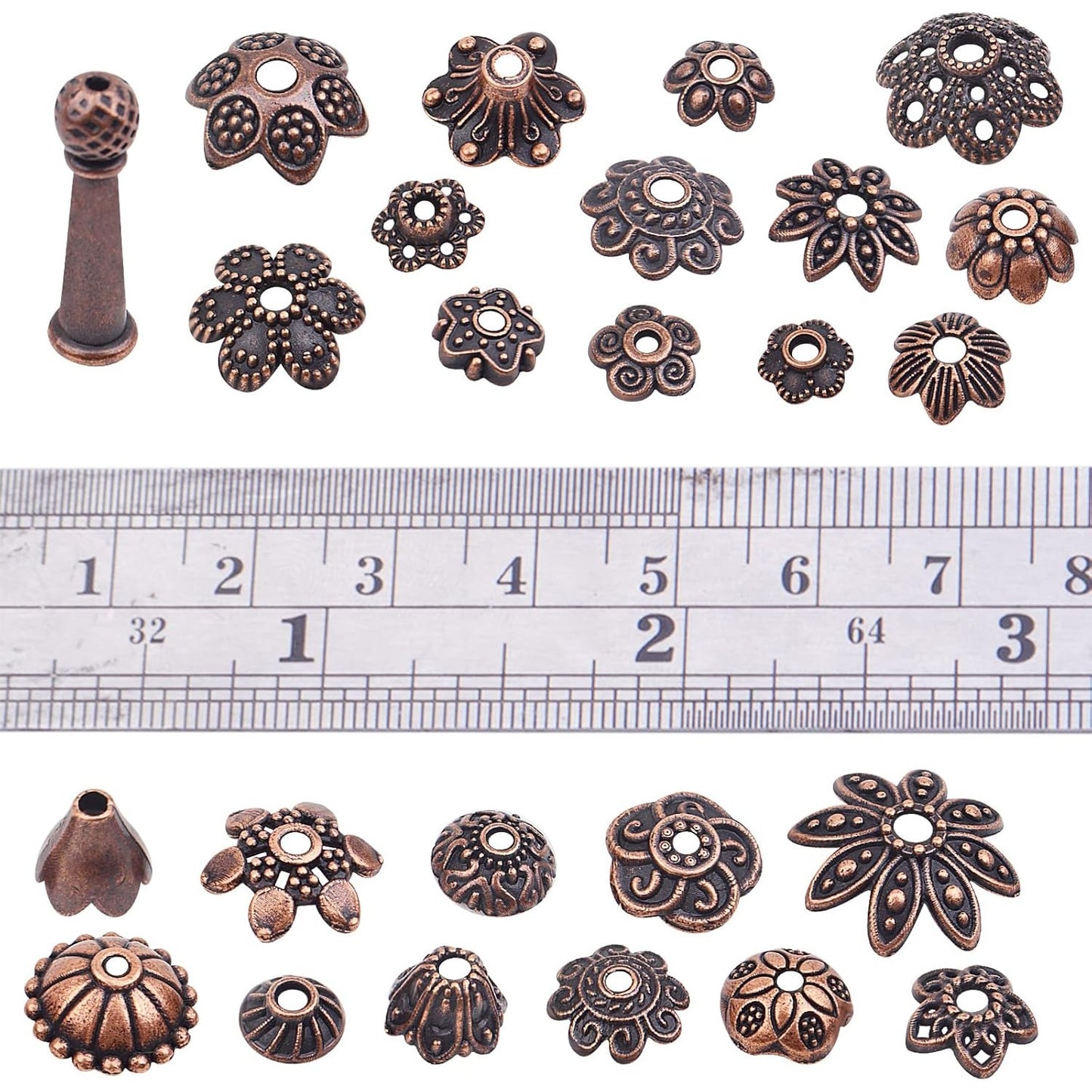 120g Bead Caps with A Clear Storage Box, Tibetan Gold Beads Spacers Jewelry Findings Accessories for Jewelry Making 300-350 Pieces
