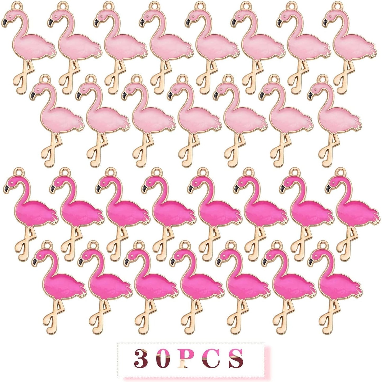 30pcs Enamel Flamingo Charms Alloy Tropical Bird Flamingo Animal Pendants Romantic Dangle Charms for DIY Necklace Earring Jewelry Making Valentine's Day Gifts, 2 Colors