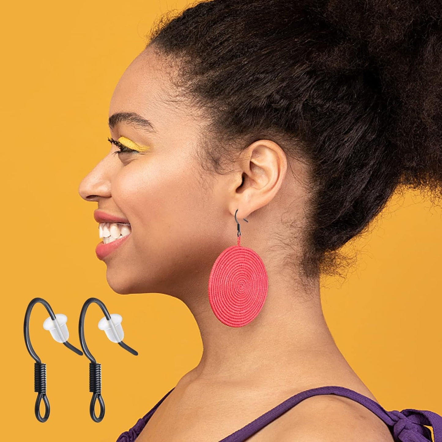 50pcs Black Hypoallergenic Earring Hooks Stainless Steel French Earwire Fish Hooks and 50pcs Clear Silicone Earring Backs for DIY Earrings Jewelry Making Supplies
