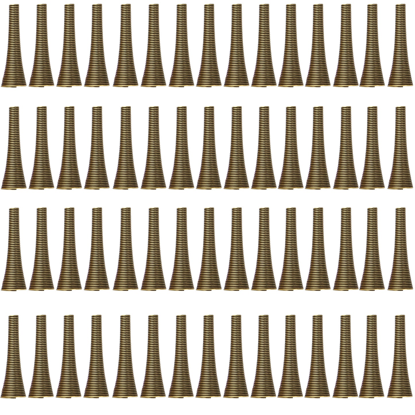 60pcs 30 mm Long Spring Cone Bead Caps Alloy Trumpet Shape Wrap Coil Spring Beads Stoppers for DIY Earrings Tassel Crafts Jewelry Making Supplies Accessories, 5 Colors