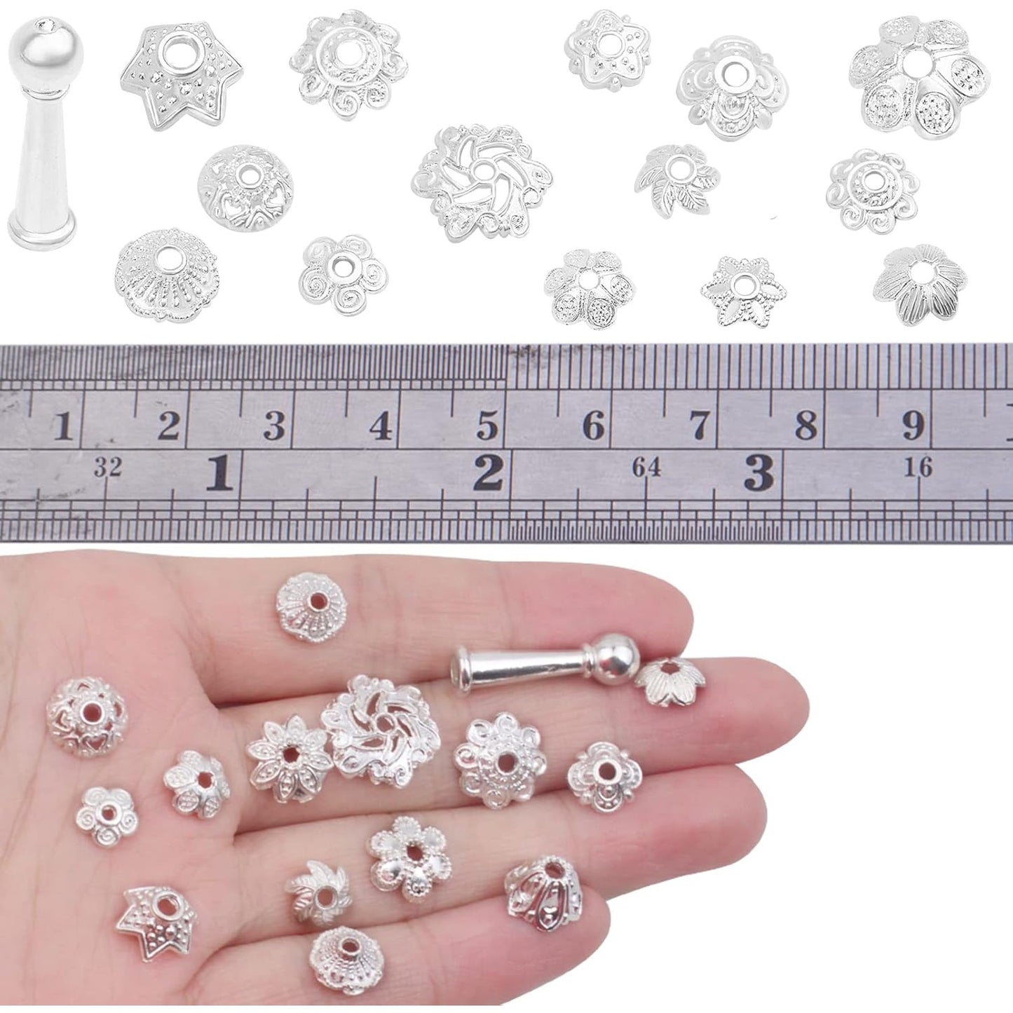 120g Bead Caps with A Clear Storage Box, Tibetan Gold Beads Spacers Jewelry Findings Accessories for Jewelry Making 300-350 Pieces