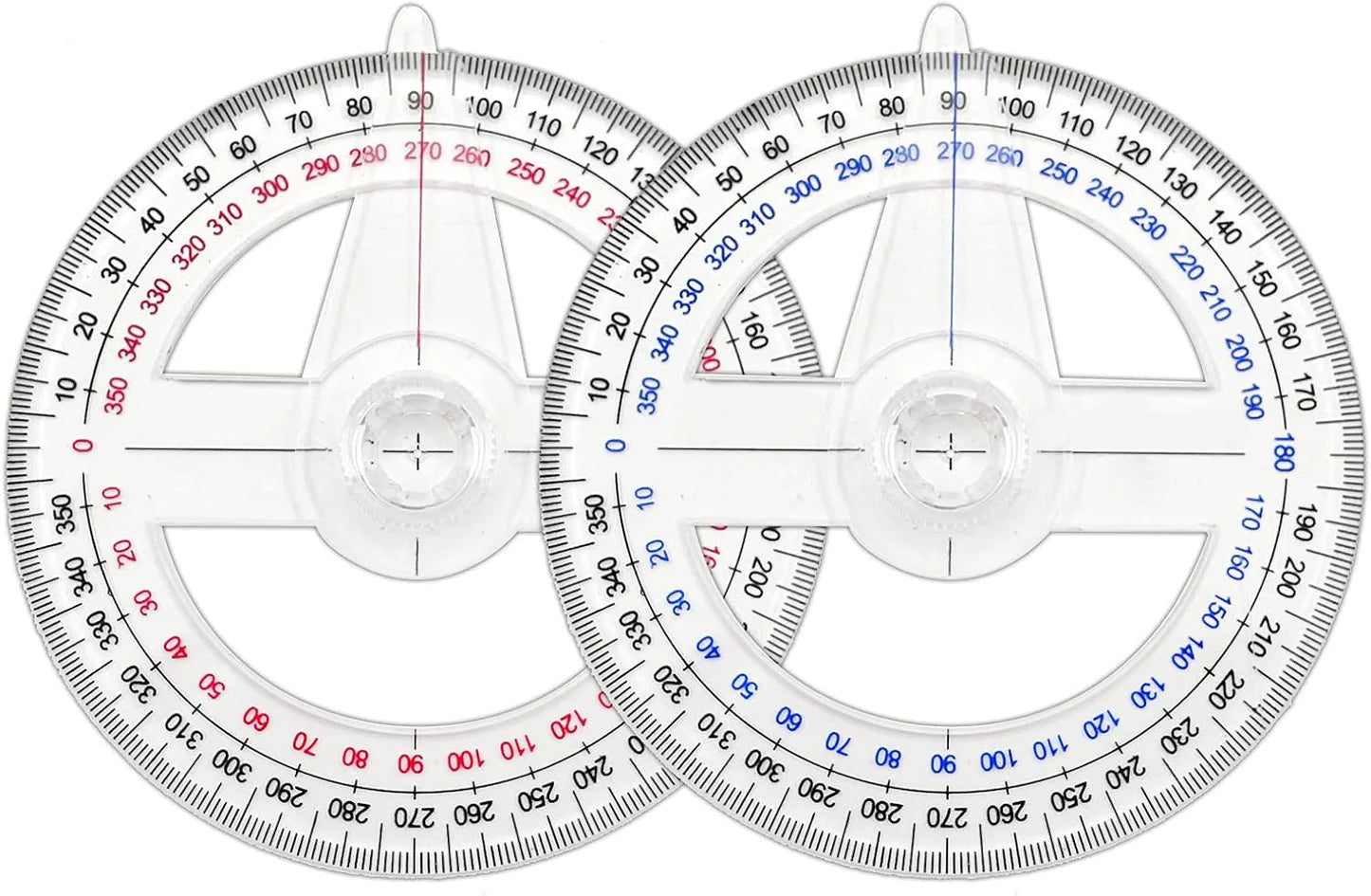 Aylifu 360° Protractor Pack of 2 Protactors Plastic Protractor Math Protractors Clear Protractor Ruler Drafting Tools Circle Protractor for Geometry