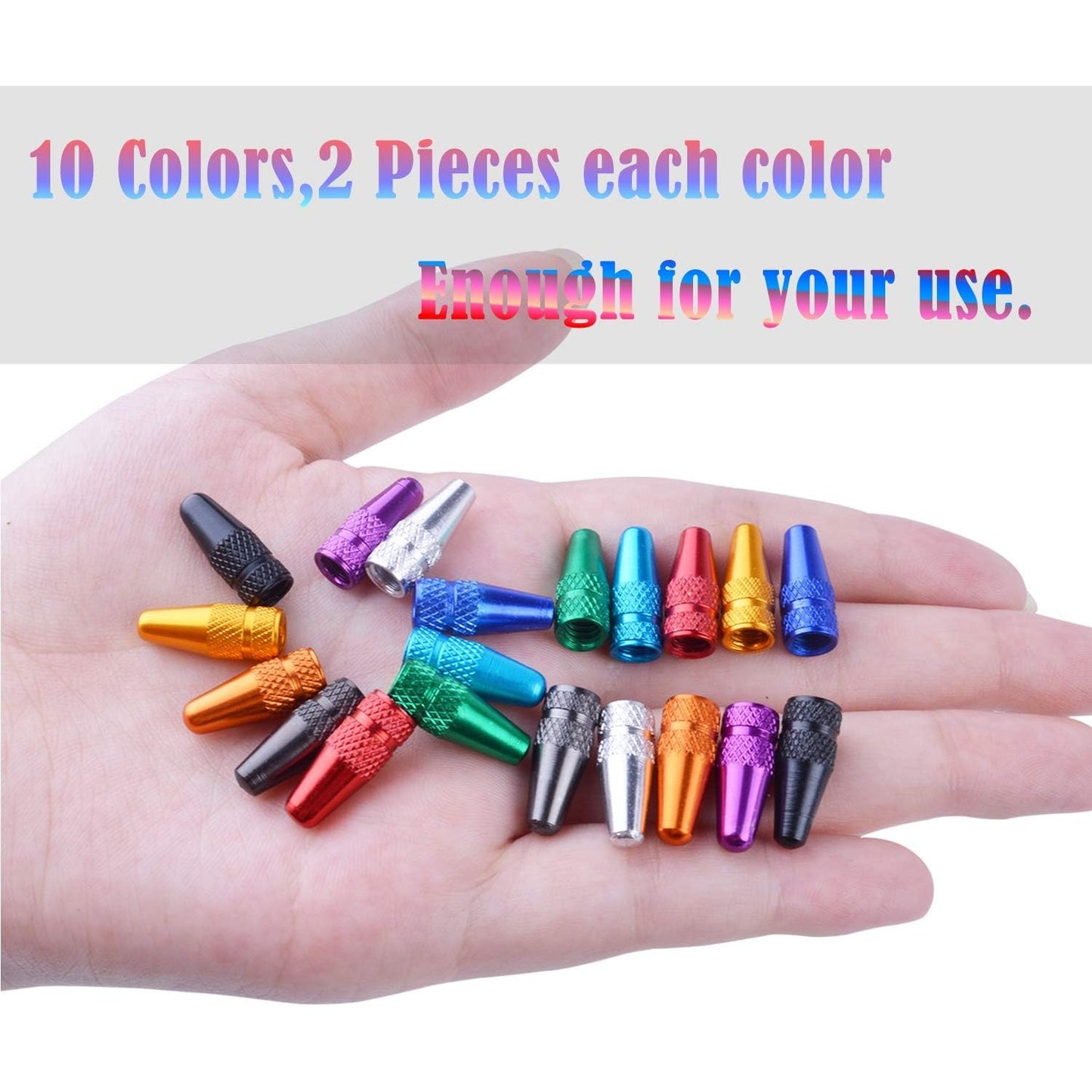 BronaGrand 20pcs Multi-Color Anodized Machined Aluminum Alloy Bicycle Bike Tire Valve Caps Dust Covers French Style Presta Valve Cap