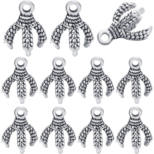 50pcs Antique Silver Dragon Claw Charms Pendants Tibetan Alloy Eagle Claw Charms Vintage Dangle Pendants for DIY Necklace Bracelet Crafts Keychains Jewelry Making Findings