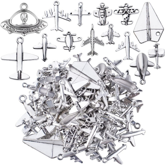 Aircraft Airplane Charm, 100g Airplane Pendant Charms Alloy Jewelry Charms Craft Supplies for Jewelry DIY Earrings Necklace Bracelet Findings Making and Crafting, Mixed Colors