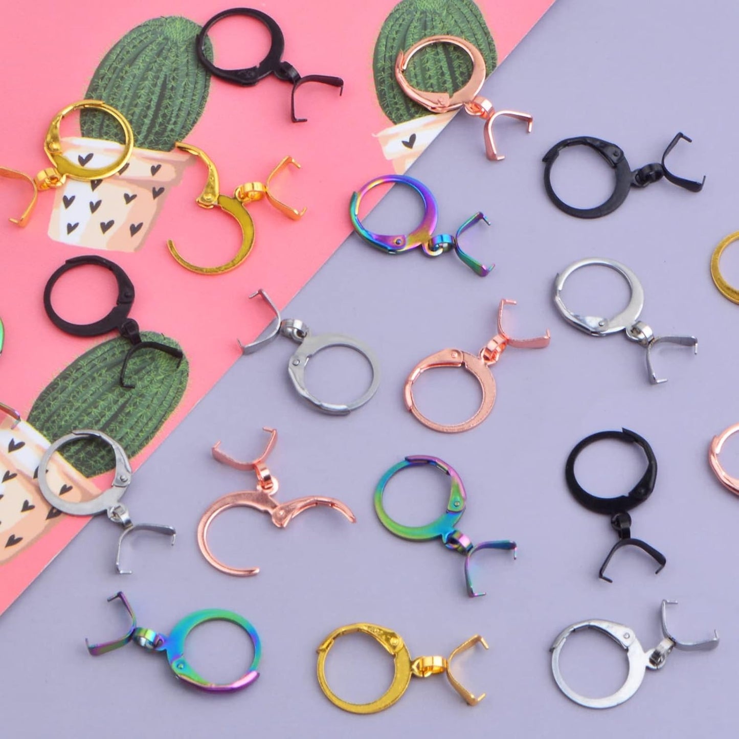 20pcs Stainless Steel Round Earring Hooks Hypoallergenic Leverback Ear Wires Hooks with Pinch Bail Clasps Earring Components for DIY Dangle Jewelry Making Supplies, 5 Colors