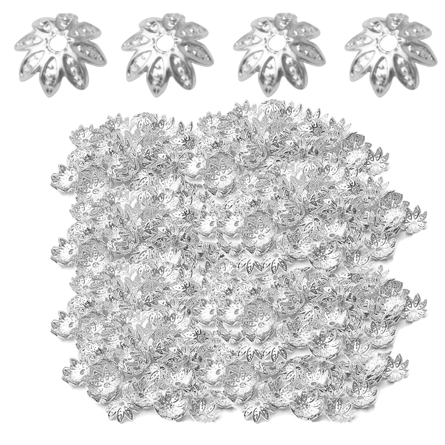 Tibetan Bead Caps, 600pcs 8 mm Antique Alloy Mixed Flower Bead Spacers Jewelry Findings Accessories for DIY Crafts, 6 Colors