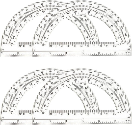 Aylifu Plastic Protractor,4 Pack Math Protractors Clear 180 Degrees,Transparent Protractor for Geometry(6 Inch)
