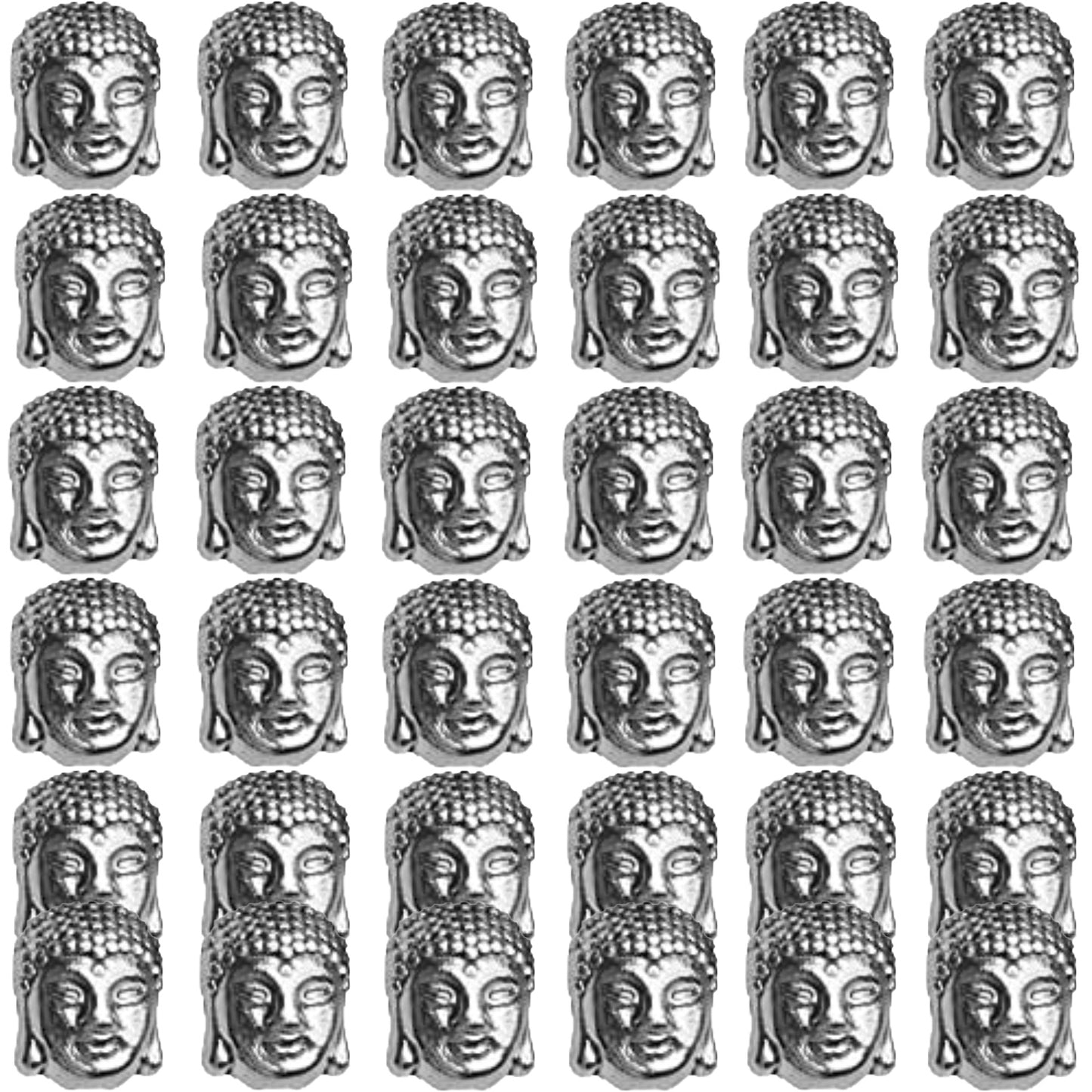 36pcs 6 Colors Buddha Head Beads Tibetan Alloy Charm Connector Beads Loose Spacer Beads for DIY Bracelet Necklace Jewelry Making and Crafting